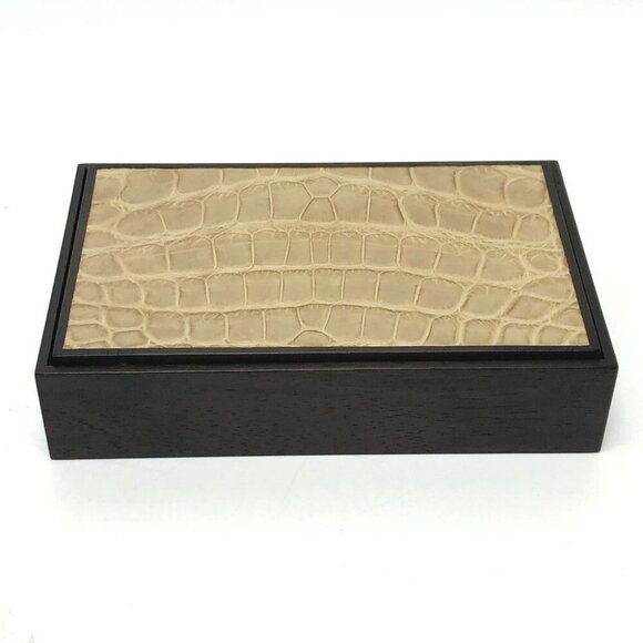 HERMES wood box Accessory case accessory case Wood Brown